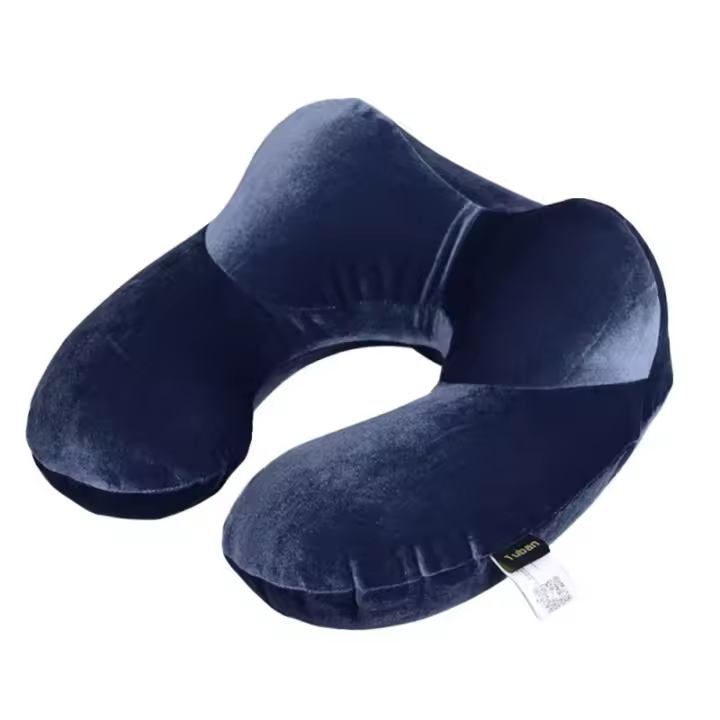 Almohada De Viaje En Forma De U Inflable Para Avión Almohada De Cuello Cómoda Accesorios De Viaje Textil Azul Adecuada Para Descansar En Casa - 1