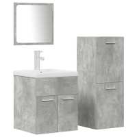 vidaXL Juego muebles de baño 4 pzas madera contrachapada gris hormigón 41 x 38.5 x 46 cm - details 1