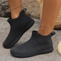 Zapatos De Agua Para Mujer En Color Sólido PVC Cuatro Estaciones Botas De Lluvia Casuales Planas Bajo Cabeza Redonda Para Exterior - details 7
