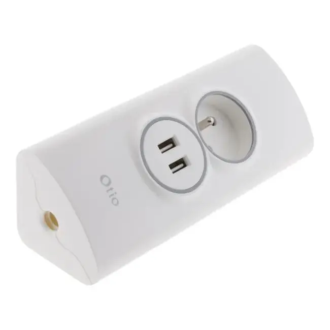 Regleta angular 2P 16A + 2 USB para cable - Otio - 1