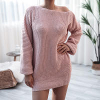 Vestido De Lana Gruesa Para Mujer Estilo Casual Cuello Abierto Manga Larga Color Sólido Diseño Suelto Mini Vestido De Otoño Invierno - details 12