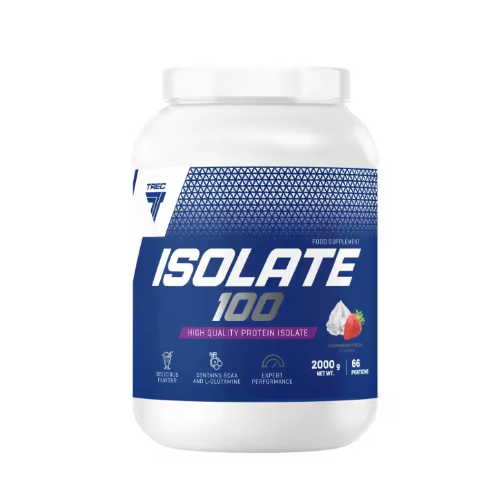 Proteína Isolada 100 | Sabor Fresa | 2kg | Proteína Aislada de Suero | Alta Calidad Proteica | Recuperación Muscular | Bajo en Grasas y Azúcares | TREC NUTRITION - 1