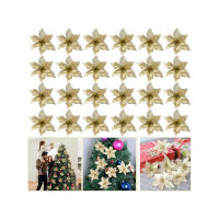 12/24pcs Flores De Navidad Con Brillo Decoración Para Árbol De Navidad Ornamentos Para Año Nuevo Falsas Flores De Fiesta Decoración De Invierno - details 3