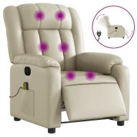 vidaXL Sillón de masaje reclinable eléctrico cuero sintético Negro, Crema, Marrón Sillon Dormitorio Sillon Comodos Silla Relax Sillón Sofá - details 5