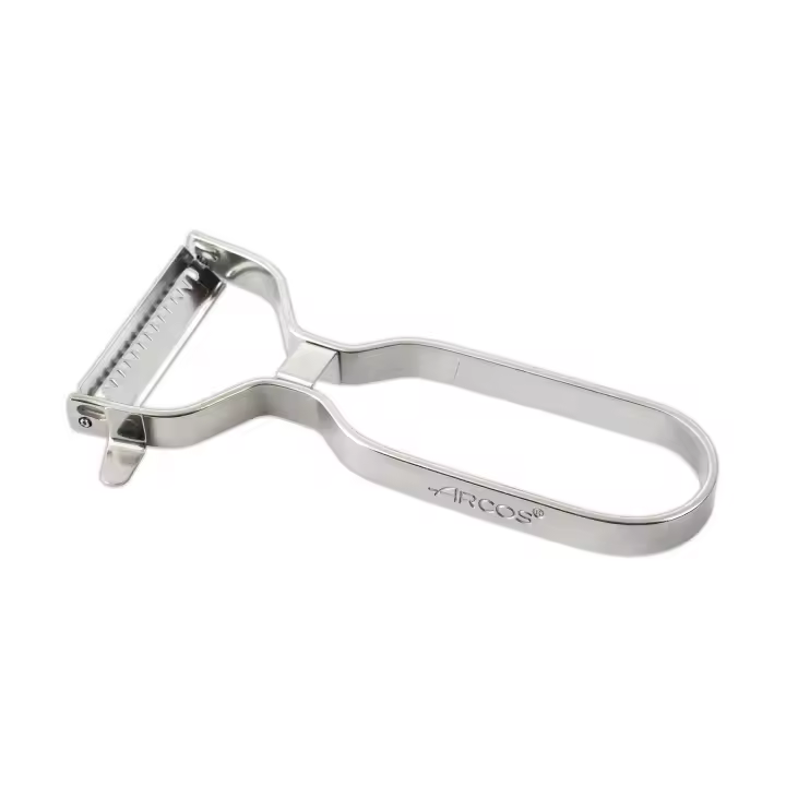 ARCOS Pelador de Verduras en Juliana de Acero Inoxidable Cromado 130 Mm. Pelador Profesional para Cortes en Juliana de Verduras y Hortalizas. Apto Lavavajillas. Color Plata - 1