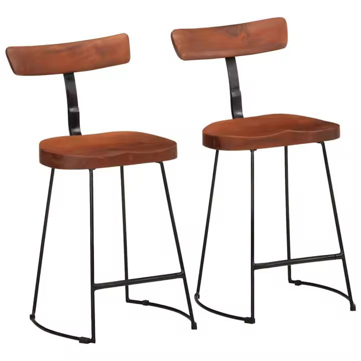 vidaXL Taburetes de barra 2 uds madera maciza de mango 49x43x79 cm - 1