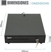 Iggual - Cajón Portamonedas IRON-10 - Caja Registradora Apertura Manual o Automática, RJ11, Medidas 38 x 33,5 x 8 cm, 4 + 6 Compartimentos Efectivo Billetes y Monedas, Cerradura de 3 Posiciones, Ideal para Restaurantes, Bares, Tiendas, Negocios - Negro - details 4