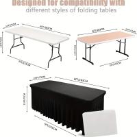 Mantel Rectangular De 6ft Con Falda De Poliéster Ajustable Negro Cubierta De Mesa De Spandex Para Mesa De 6 Pies - details 1