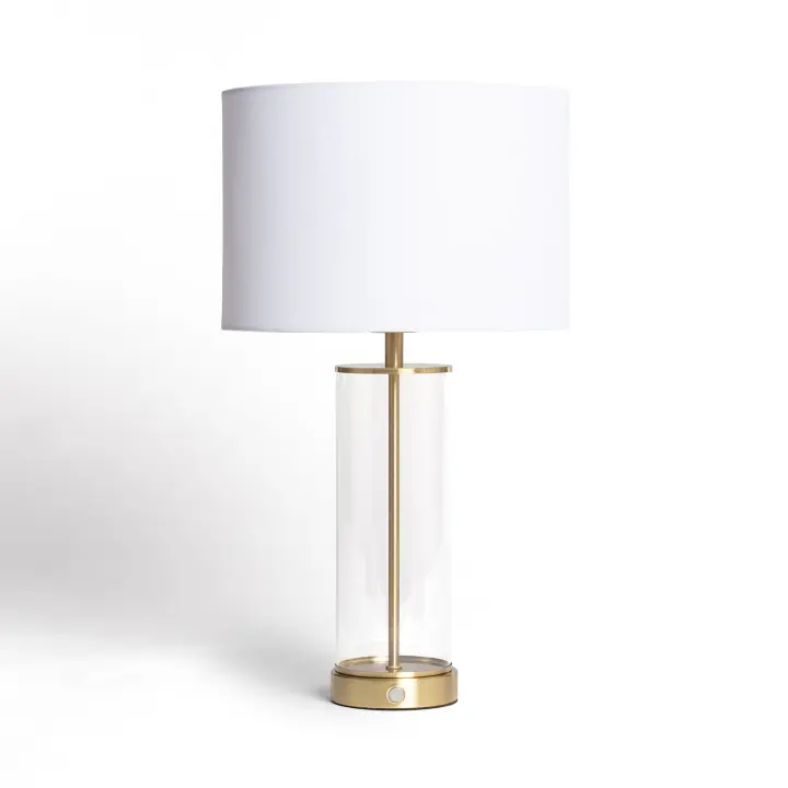 Ledkia Lámpara de Mesa Metal y Cristal Malta con Interruptor táctil y Batería Recargable Blanco - 1