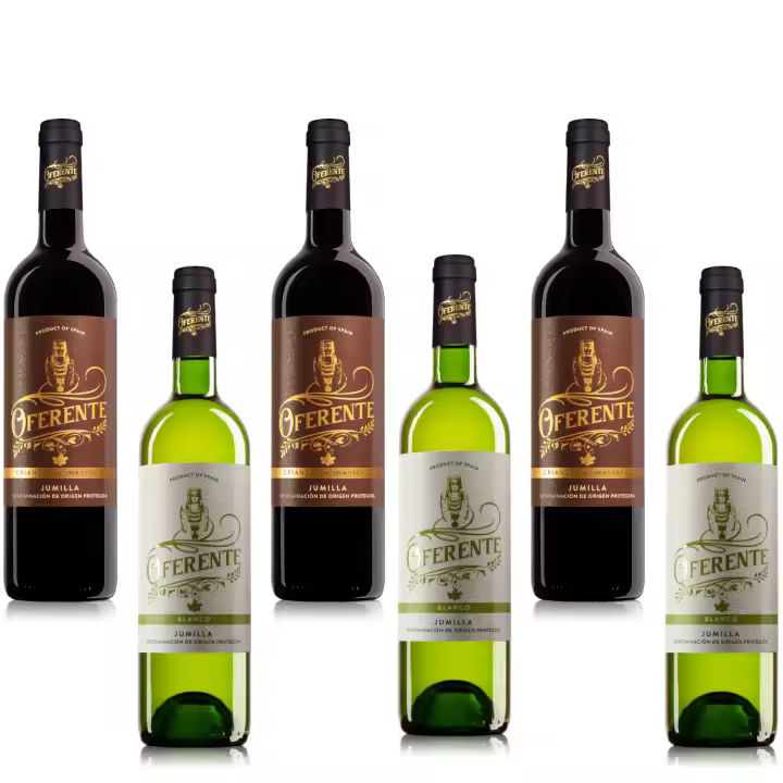 OFERENTE - Vino Tinto Crianza y Blanco Santiago Apostol - Vino Tinto D.O Jumilla -Caja de Vino Tinto Crianza y Blanco - Vino Tinto Premium - Pack de Vinos Selección - Vino Blanco de Calidad - 6 Unidades de 750 ml - 1