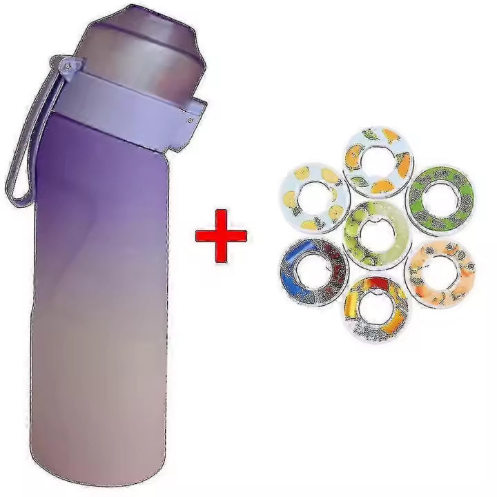 BIT Flavored Water Bottle With 7 Flavour Pods Air Water Up Bottle Frosted Black 650ml Air Starter Up Set Water Cup For Camping Sport Kr - 1