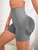 Shorts De Yoga Para Mujer High Waist Abdomen Pantalones Cortos De Running Deporte Fitness Outer Wear Material Poliéster - details 9