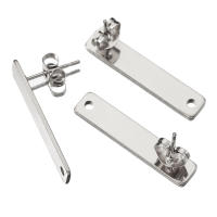 10pcs Pendantes De Estudium En Acero Inoxidable Rectangular Con Base Y Tapón Para Orejas Herramientas Para Joyería DIY - details 11