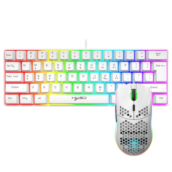Teclado Y Ratón Gaming HXSJ V700 RGB 61 Teclas Sensación Mecánica Conjunto De Teclado Y Mouse Ergonómico Para Juego De Computadora - 1