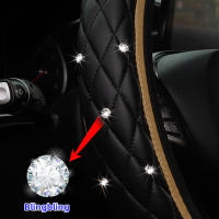Cubierta De Volante De Coche De Cuero PU Con Diamantes Bordados Estéreo Para 14.5-15 Pulgadas Suministros Automotrices Brillantes - details 24
