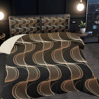 Juego De Cama Moderno 3 Piezas Marrón Con Rayas Onduladas - Incluye Funda De Edredón Y 2 Fundas De Cojines (sin Relleno) - details 6
