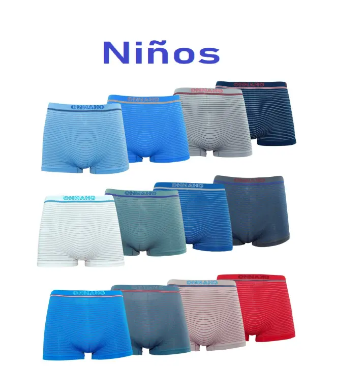Channo Pack de 12 Calzoncillos Boxer Licra de Niños Sin Costuras Multicolor - 1