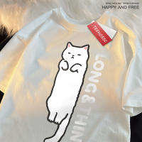 Camiseta De Estilo Japonés Para Hombre Con Gato Delgado Y Blanco Manga Corta Transpirable Verano Moda Algodón Suave Y Cómodo - details 19