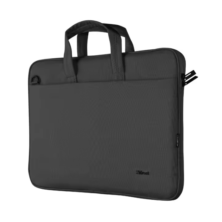 Trust bologna maletin para portatil hasta 16” - fabricado con materiales reciclados - compartimento exterior - acolchado - asa y bandolera de transporte - 1