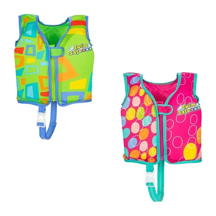 Bestway Chaleco Hinchable Textil Suave Seguridad Bebe Color Surtido UPF 50+ 51 cm +1 a 3 Años Playa y Piscina 32176 - 1