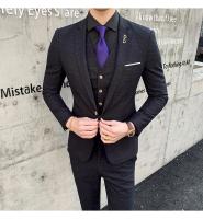 Traje De Tres Piezas Para Hombre Ajustado Con Chaleco Y Pantalones De Alta Calidad Tela De Arte Doble Hebilla Para Boda - details 15