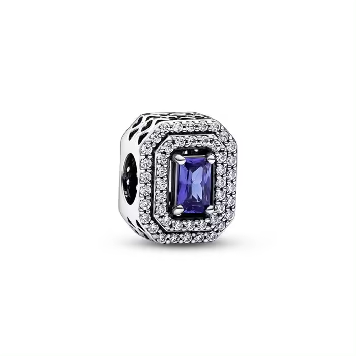 Charm Pandora Rectángulo Azul Nivelado Brillante 792385C01 - 1
