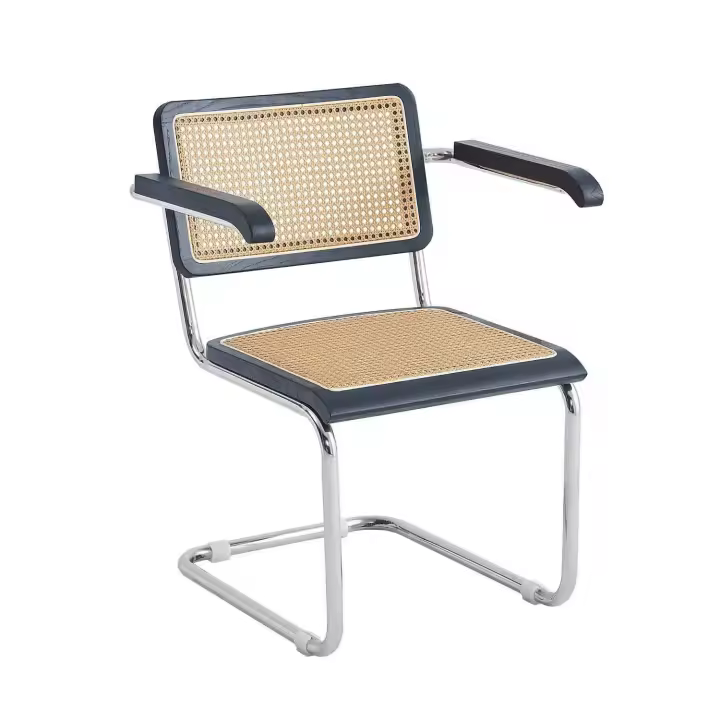 LÚZETE Silla Webster con Reposabrazos Negra Rattan PL - Diseño Elegante - 1