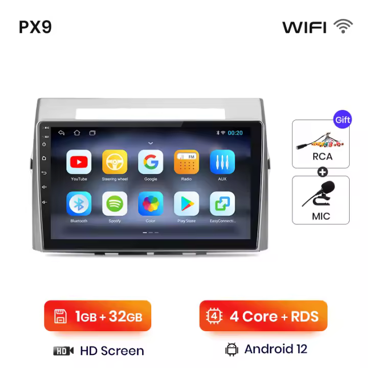 AWESAFE inalámbrico CarPlay Android Auto Radio para Toyota Verso Corolla 2004 2005 2006 2007 2008 2009 coche reproductor multimedia GPS 2 din autoradio volante controles RDS Bluetooth - 1