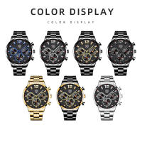 Reloj De Pulsera De Lujo Para Hombre Plata Acero Inoxidable Cuarzo Calendario Luminoso Cuero Negro Estilo Casual Y Negocios - details 4