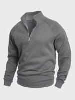 Sudadera raglán de manga larga con cuello alto y media cremallera para hombre - details 4
