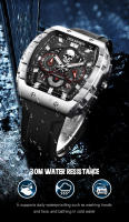 Reloj De Pulsera Militar LIGE Para Hombres Con Dial Grande Y Esqueleto De Cráneo Cronógrafo De Silicona Resistente Al Agua Y Luminoso - details 8