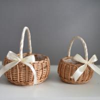 Cesta De Flores Hecha a Mano De Rotura Cesta De Almacenamiento De Paja Para Decoración De Boda Y Hogar Cesta De Novia Ecológica Y Rustica - details 1