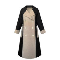 Abrigo Elegante De Punto Y Poliéster Para Mujer Estilo Largo Y Patchwork Cinturado Slim Abrigo De Otoño E Invierno De Alta Calle - details 11