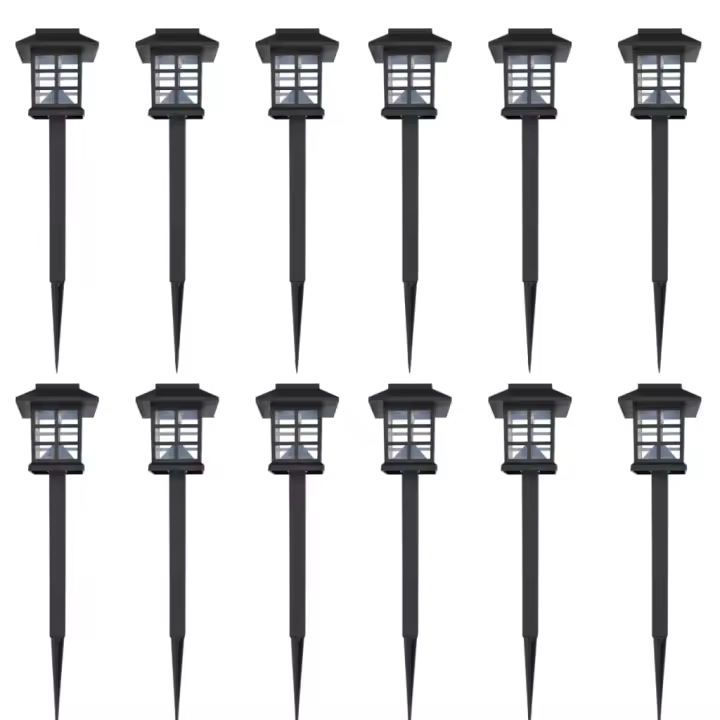 vidaXL Juego de lámparas solares 12 unidades con estacas 8,6x8,6x38 cm - 1