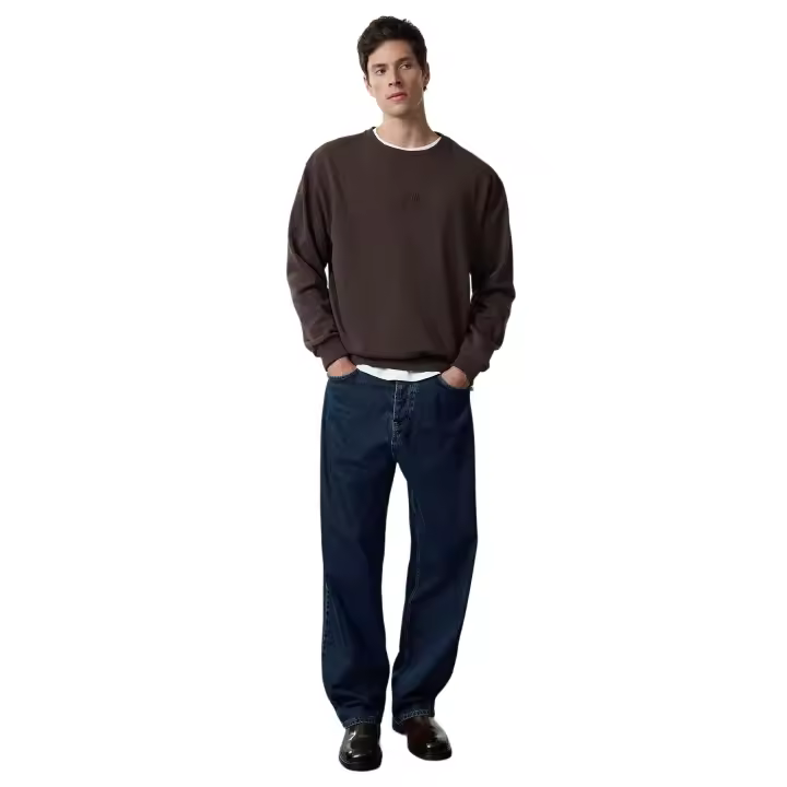 Trendyol Mint Oversize/Wide Cut Embossed Text Printed Polar Fleece Inside Sweatshirt Tmnaw25Sw00053 - 1