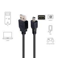 Cable Mini USB Sincroniza y Carga Transferencia de Datos 480 Mbit/s , Cable USB 2.0 macho a mini USB macho 1/2/3 metros Compatible con Tabletas, GPS, Micrófono, PS3, Wii U Pro, Disco Duro Externo, Cámaras Digitales, MP3 etc. Negro - details 0