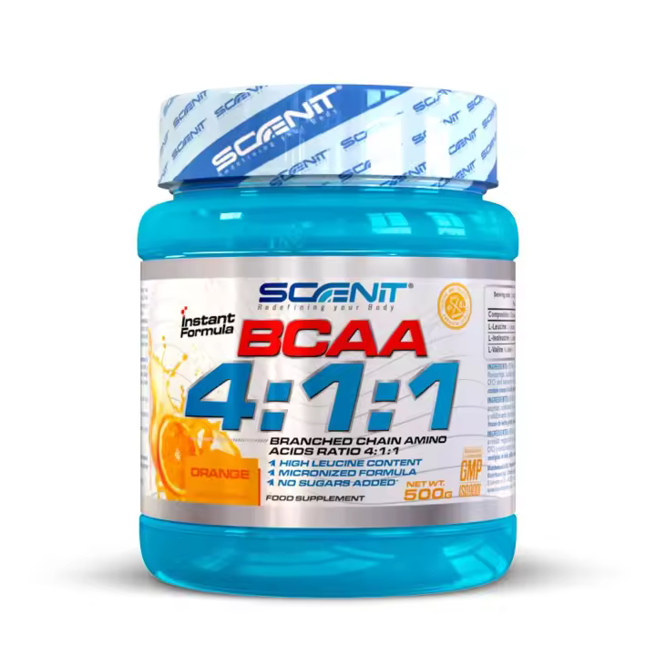 BCAA 4:1:1 - 500 g - Aminoácidos ramificados en polvo con sabor - BCAA en polvo con sabor - Leucina, isoleucina y valina 4:1:1 - Aminoácidos BCAA 4:1:1 en polvo con sabor - 1