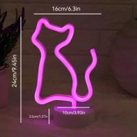 Luz De Neón De Gato Adorable Powered Por USB O Batería Decoración Para Fiestas De Navidad Y Bodas Regalo Para Chicos Y Chicas Para El Dormitorio - details 2