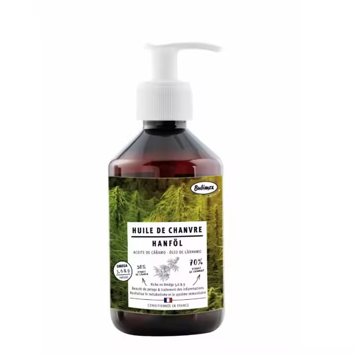 Aceite de Cáñamo Bubimex -  Ayuda a mejorar la condición de la piel y el pelaje de tu mascota ya sea perro o gato, estimula el sistema inmunológico y ayuda a combatir las enfermedades de la piel. - 1