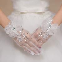 Guantes De Boda De Color Ivory Con Cristales Nuevo Llegada Tamaño Unico Para Mujer Guantes De Novia De Muñeca Larga - details 0