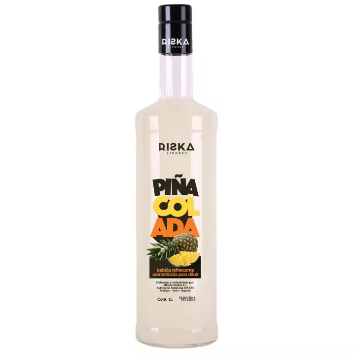 RISKA LICORES - PIÑA COLADA - Refresco de Piña y Coco Sin alcohol - Litro - 1