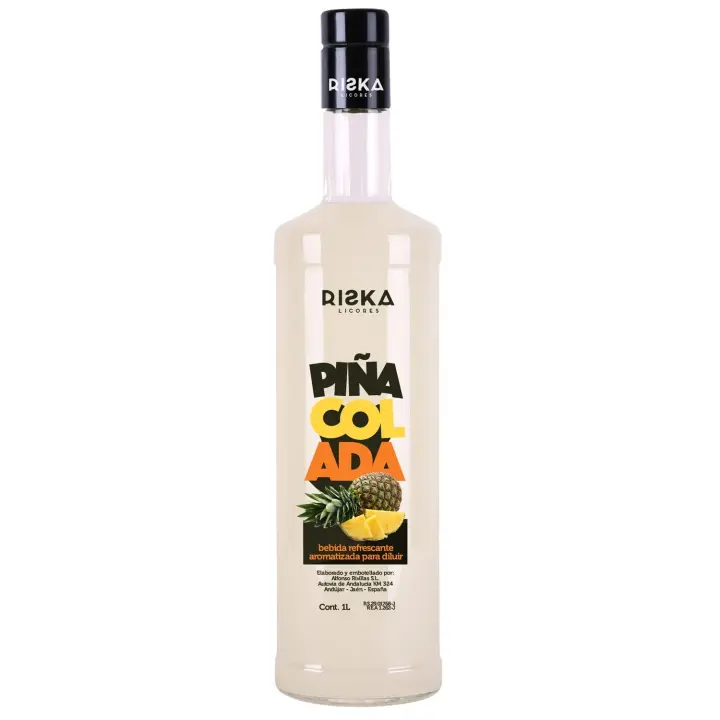 RISKA LICORES - PIÑA COLADA - Refresco de Piña y Coco Sin alcohol - Litro - 1