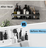 Estante de baño de aleación de aluminio, organizador de almacenamiento de maquillaje, champú, ducha, accesorios de baño, sin taladro, estante de pared - details 1