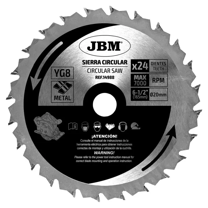 JBM 14988 HOJA DE SIERRA CIRCULAR 24T 165MM PARA METAL PARA REF. 60007 - 1