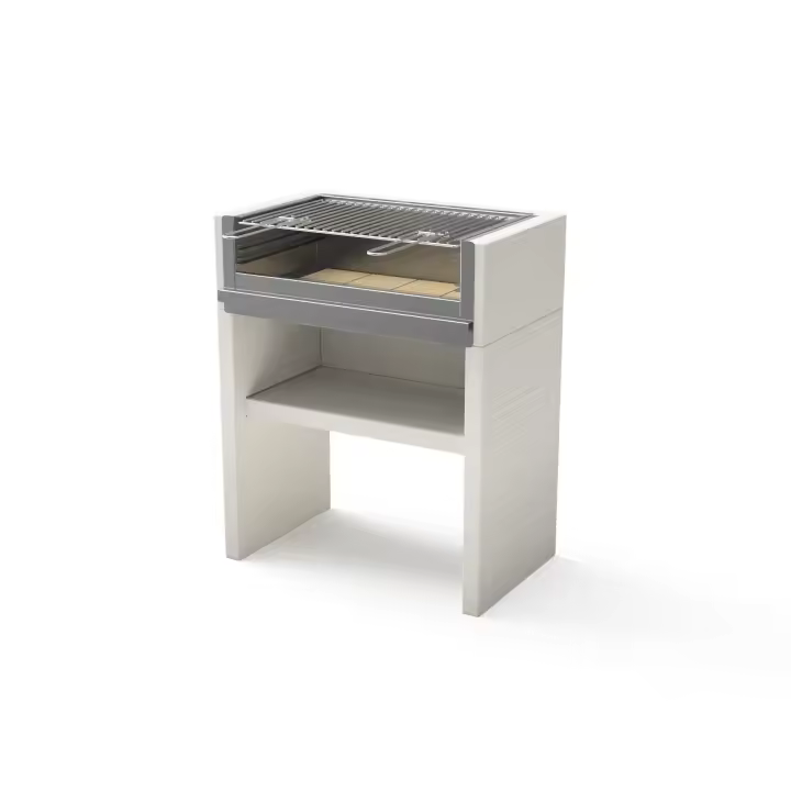 TUOZI - Barbacoa de Obra para Leña y Carbón Modelo VENIT FLEX Plus Inox (Gris/Blanco - 78 x 47 x 95 cm) REF: T00671 - 1