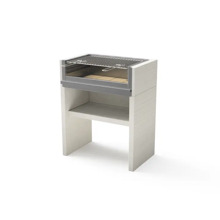 TUOZI - Barbacoa de Obra para Leña y Carbón Modelo VENIT FLEX Plus Inox (Gris/Blanco - 78 x 47 x 95 cm) REF: T00671 - 1