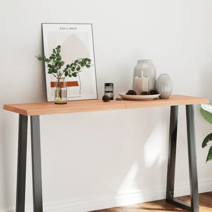 vidaXL Tablero mesa madera tratada borde natural marrón 140x40x(2-4)cm - 1
