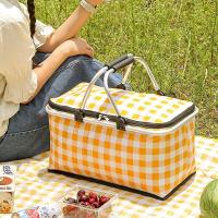 Cesta de Picnic Plegable al Aire Libre Bolsas de Almuerzo aisladas Caja de Almacenamiento Cesta de Picnic de Camping con Tapa 47 x28 x23cm,rojo/verde/amarillo colores  [el color se envía al azar] - details 0