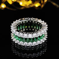 Anillo De Eternidad Para Mujer Con Corte Baguette En Colores Rosa Verde Y Plata Joyería De Lujo Para Boda Y Día De San Valentín R4575 - details 4
