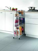 Carro verdulero de Cocina con 3 Niveles con Ruedas, Color Blanco Color Metal，Carrito Auxiliar con Ruedas y Bandejas de Malla Metálica para Cocina Baño Salón，Carrito Verdulero Blanco - details 0